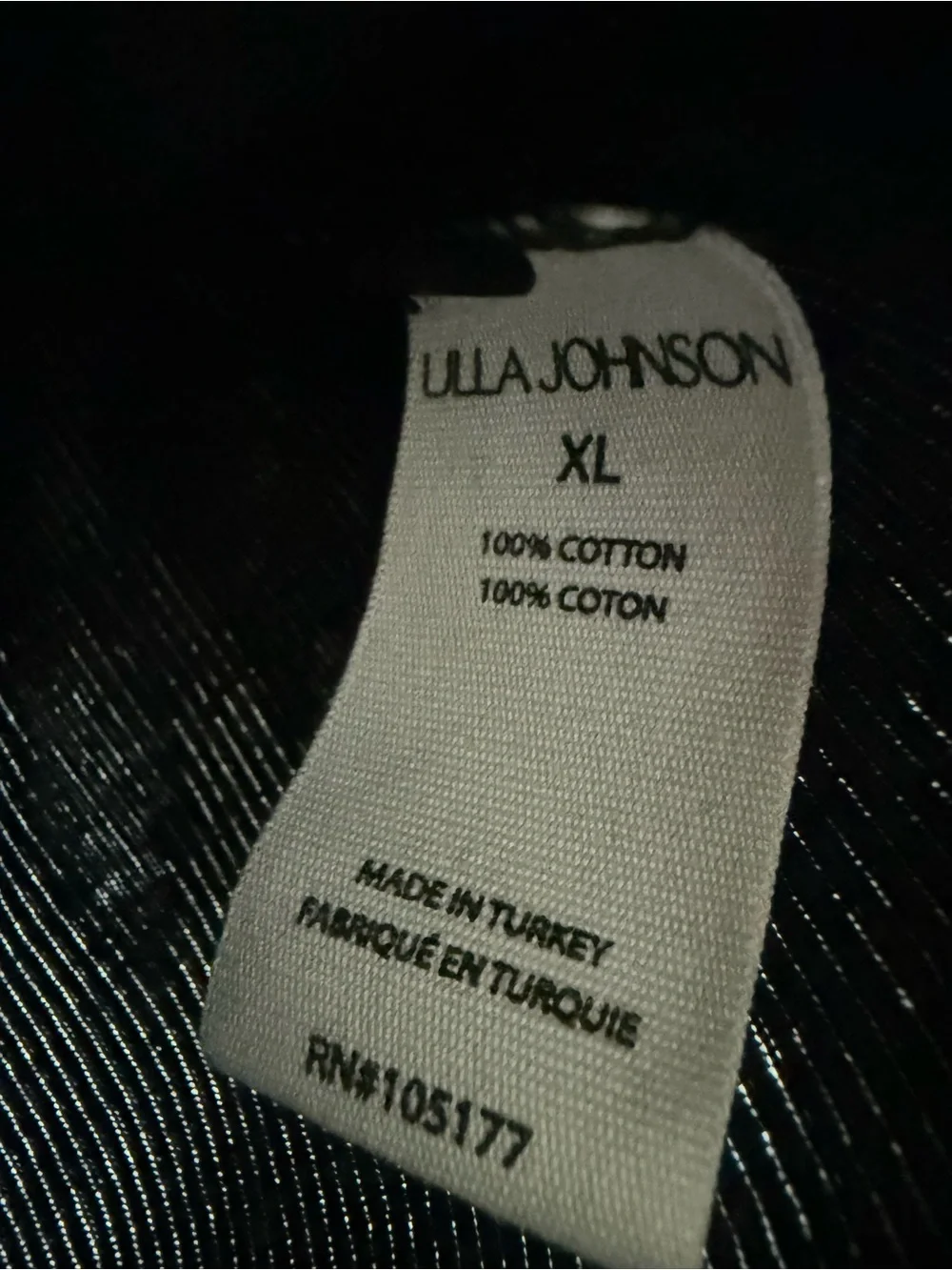 ULLA JOHNSON Puff Sleeve Ribbed Blouse Black XL (Fits more like a Large)